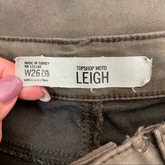 Topshop Moto Leigh Olive Green Skinny Pants - Picture 4 of 9